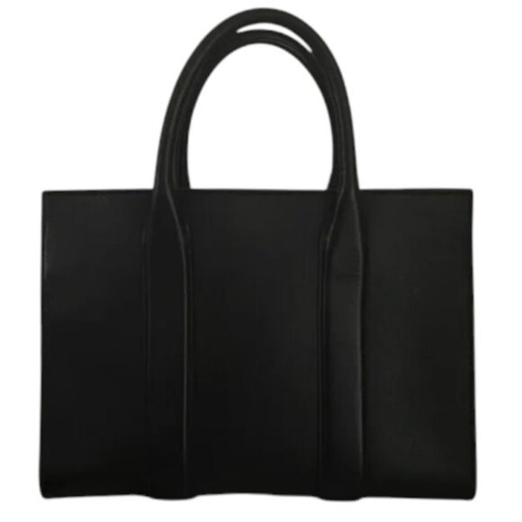 Auxiliary Black Leather Tote Bag - Picture 1 of 7